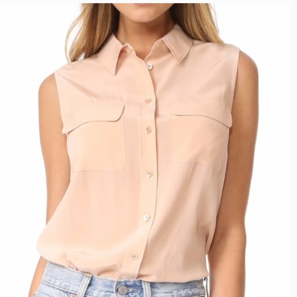 Equipment Femme silk blush/pink sleeveless blouse